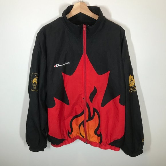RARE Vintage Champion Team Canada Jacket XL 1996 Olympics Full Zip Nylon Lined - Picture 1 of 8